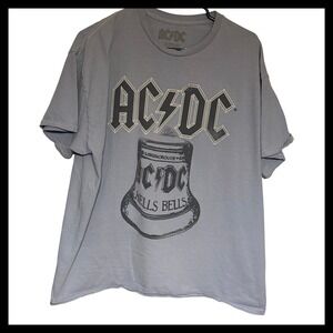 ACDC Hells Bells Graphic T Shirt Mens 1X Gray Short Sleeve Band Tee